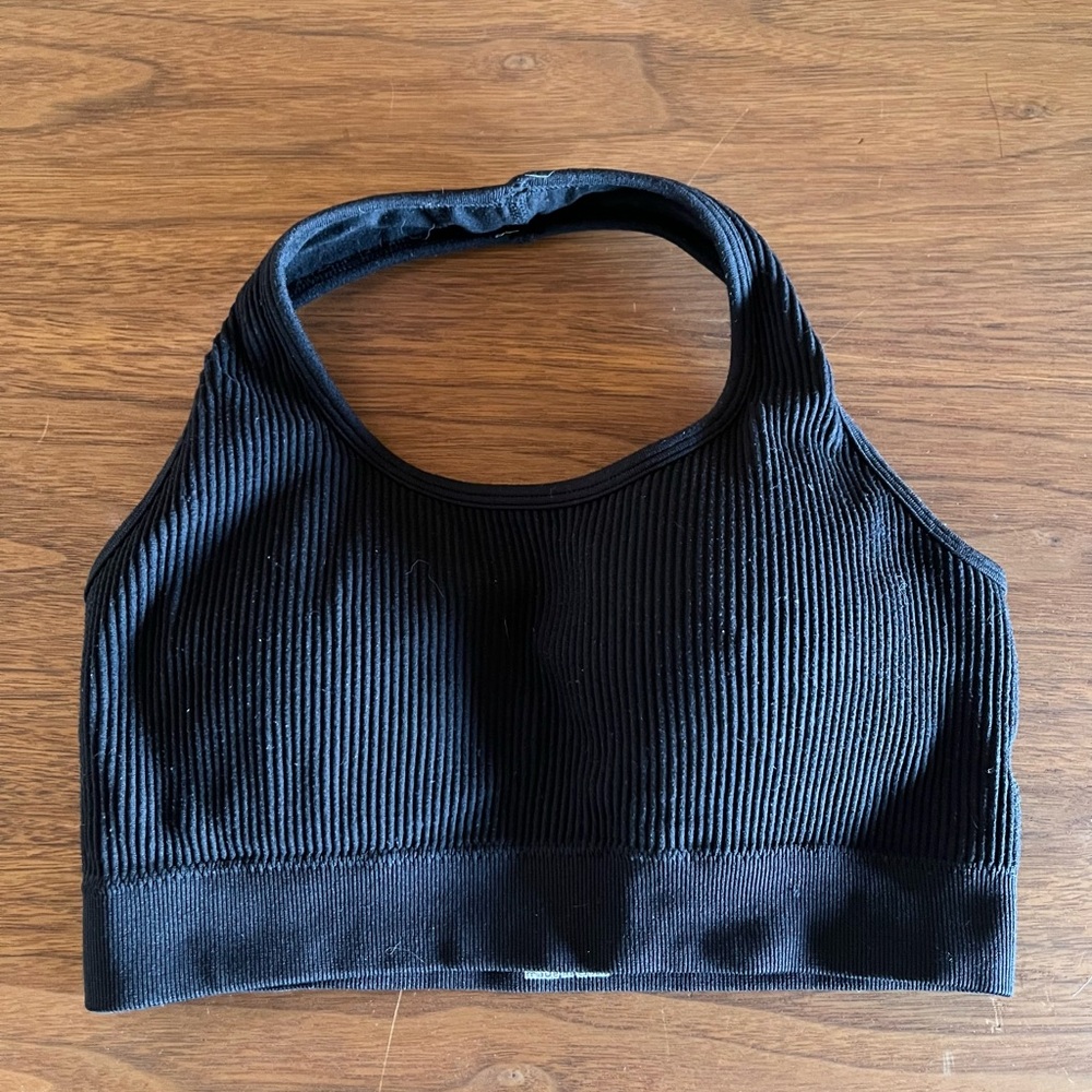 Black Ribbed Women's Sports Bra - free with purchase